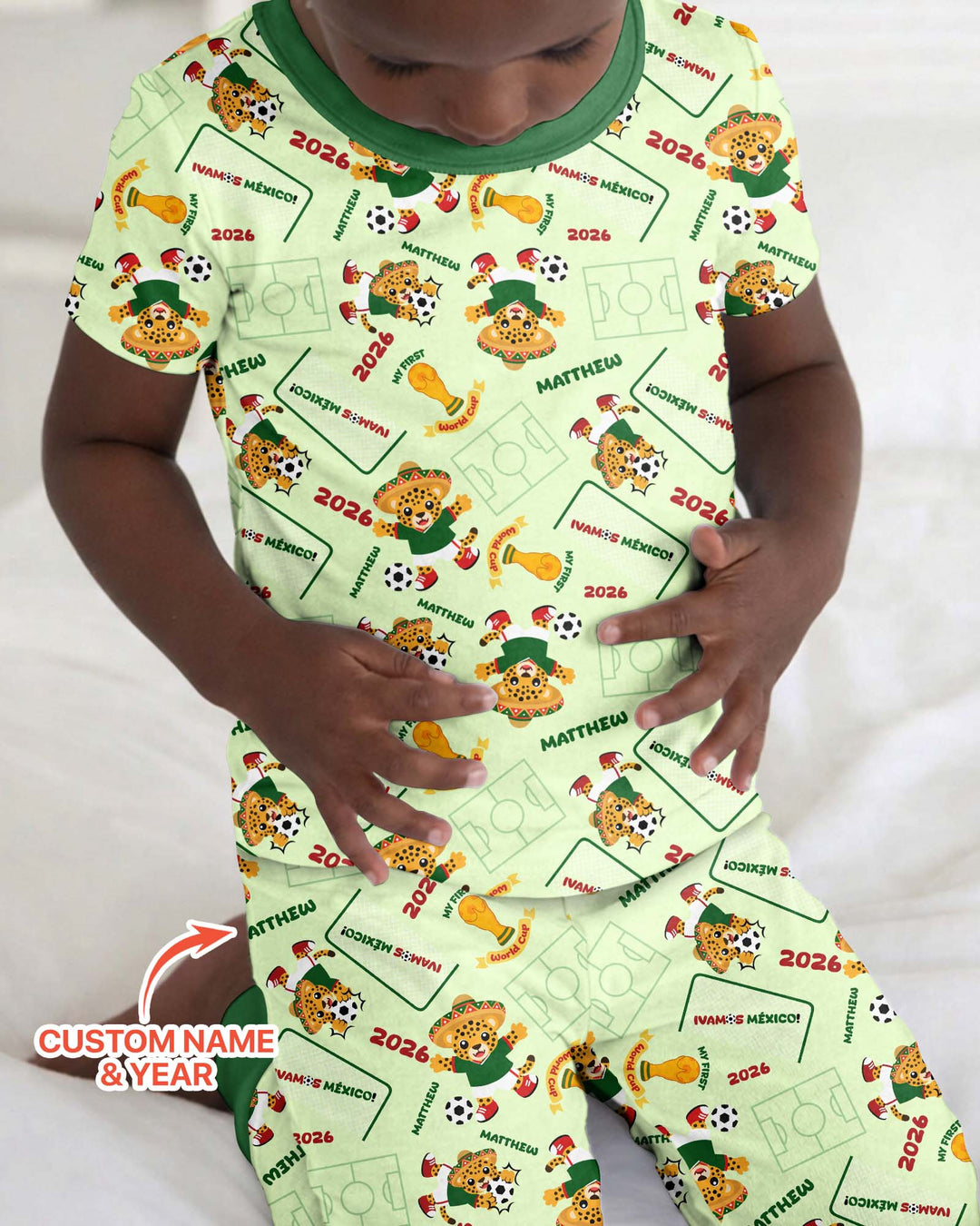 Conjunto de pijama de dos piezas de bambú de manga corta, plantilla personalizada