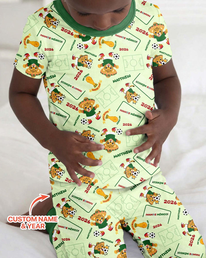 Conjunto de pijama de dos piezas de bambú de manga corta, plantilla personalizada