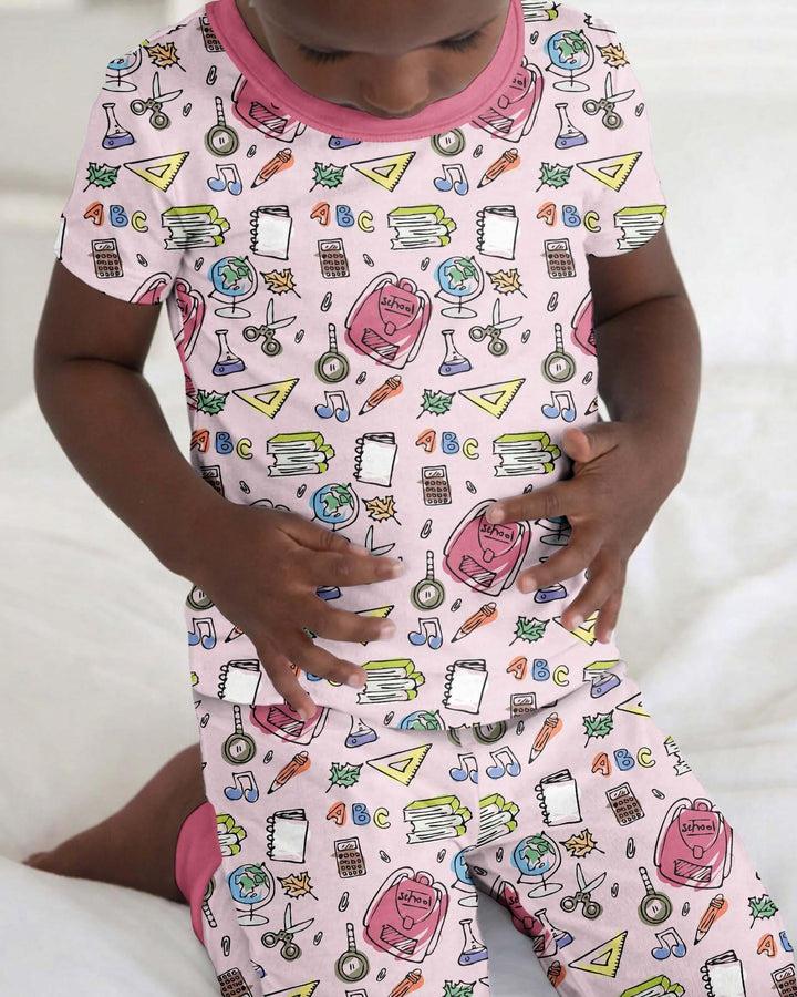 Doodle School Days Bamboo Two Piece Short Sleeve Pajama Set