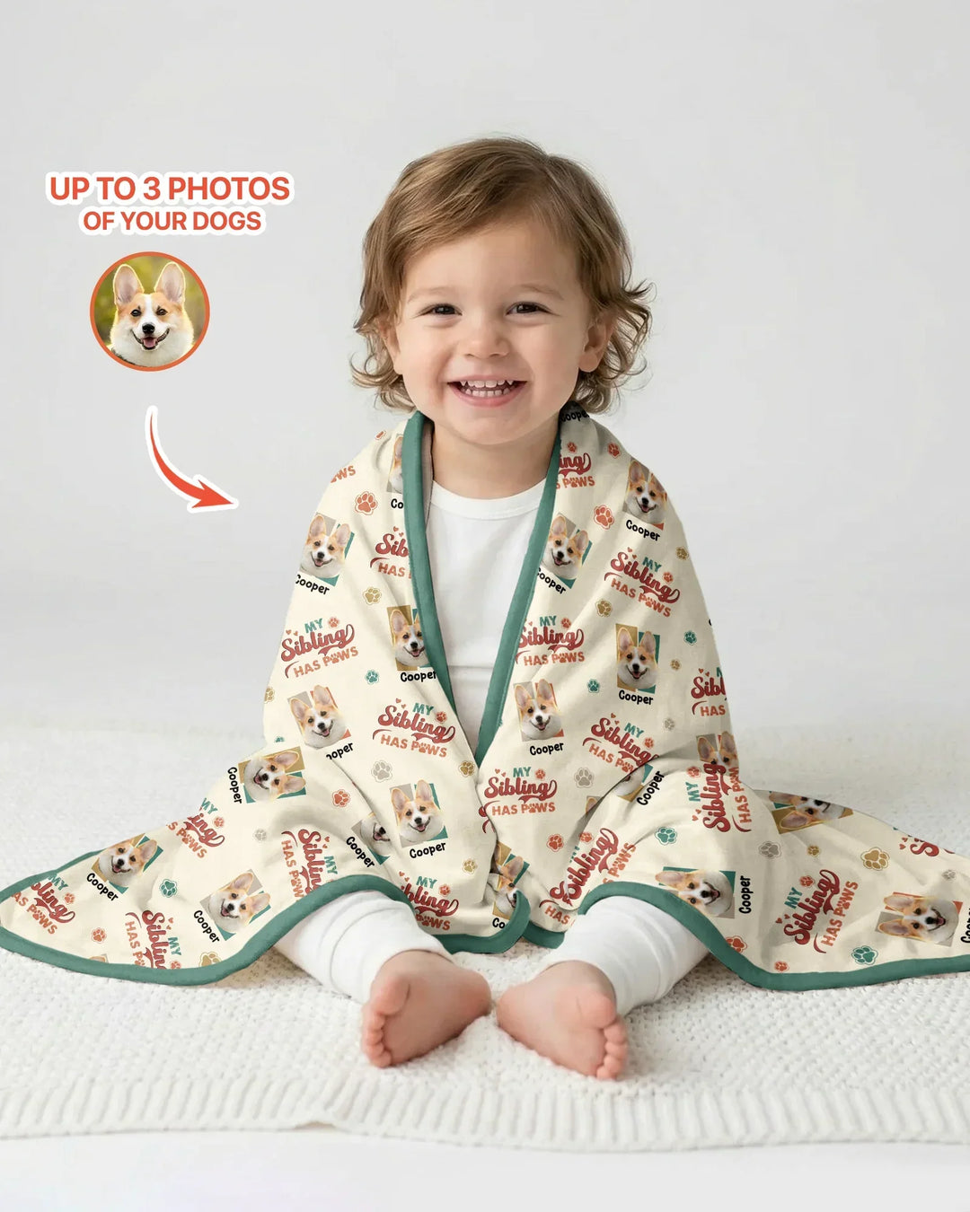 Custom Dog Photos "My Siblings Have Paws" Bamboo Blanket