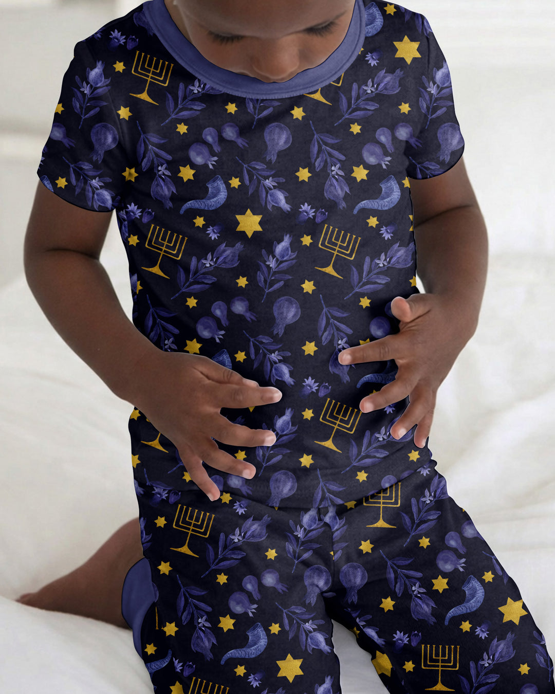 Rosh Hashanah Night Family Matching Bamboo Two Piece Short Sleeve Pajama Set