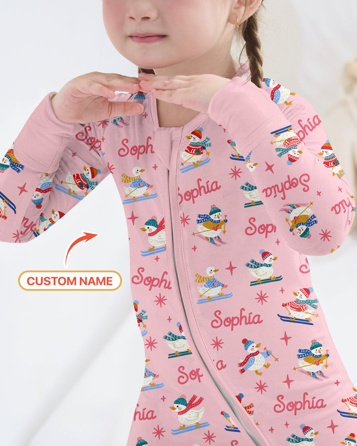 Custom Name Skiing Goose Bamboo Convertible Zippy