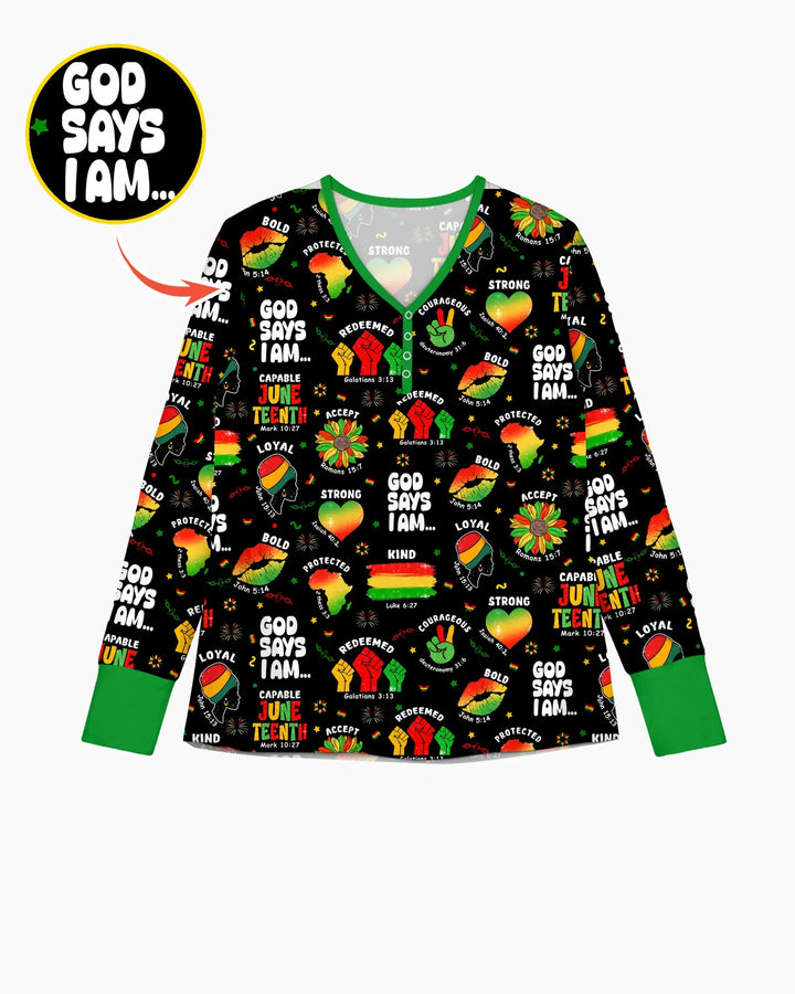 God Says I Am Juneteenth Blessings Bamboo Women Pajama Set