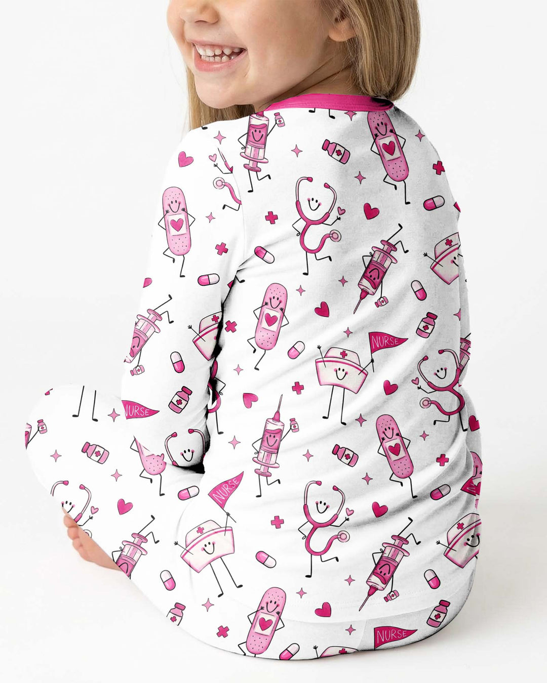 Conjunto de pijama de dos piezas de bambú de manga larga para toda la familia "Coastal Charm"