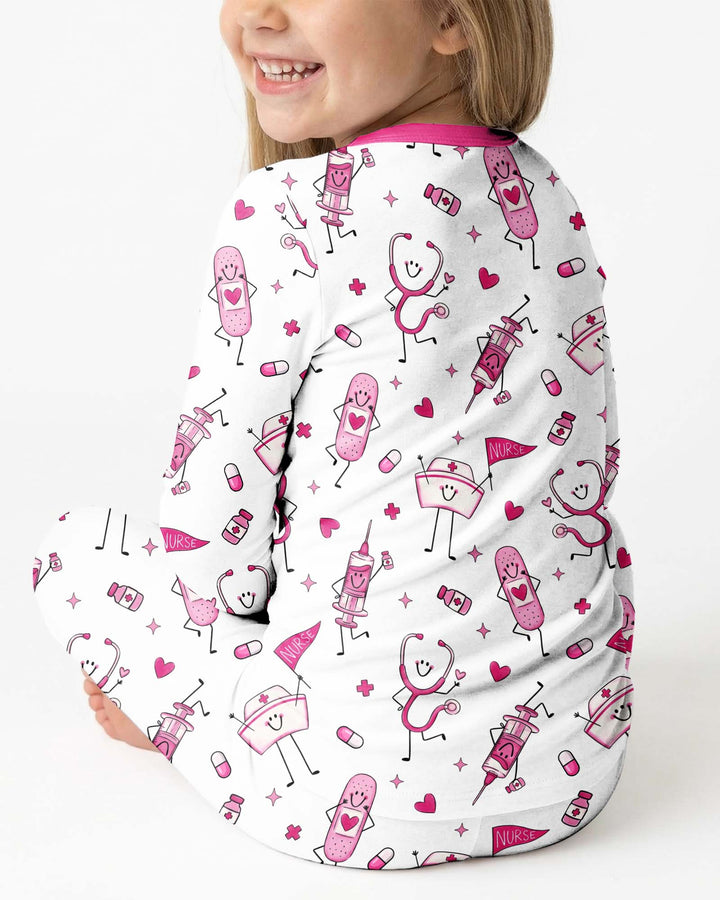 Conjunto de pijama de dos piezas de bambú de manga larga para toda la familia "Coastal Charm"