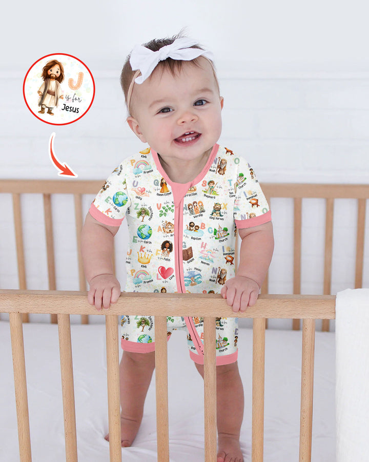 Bible ABC Alphabet Bamboo Shorty Zippy