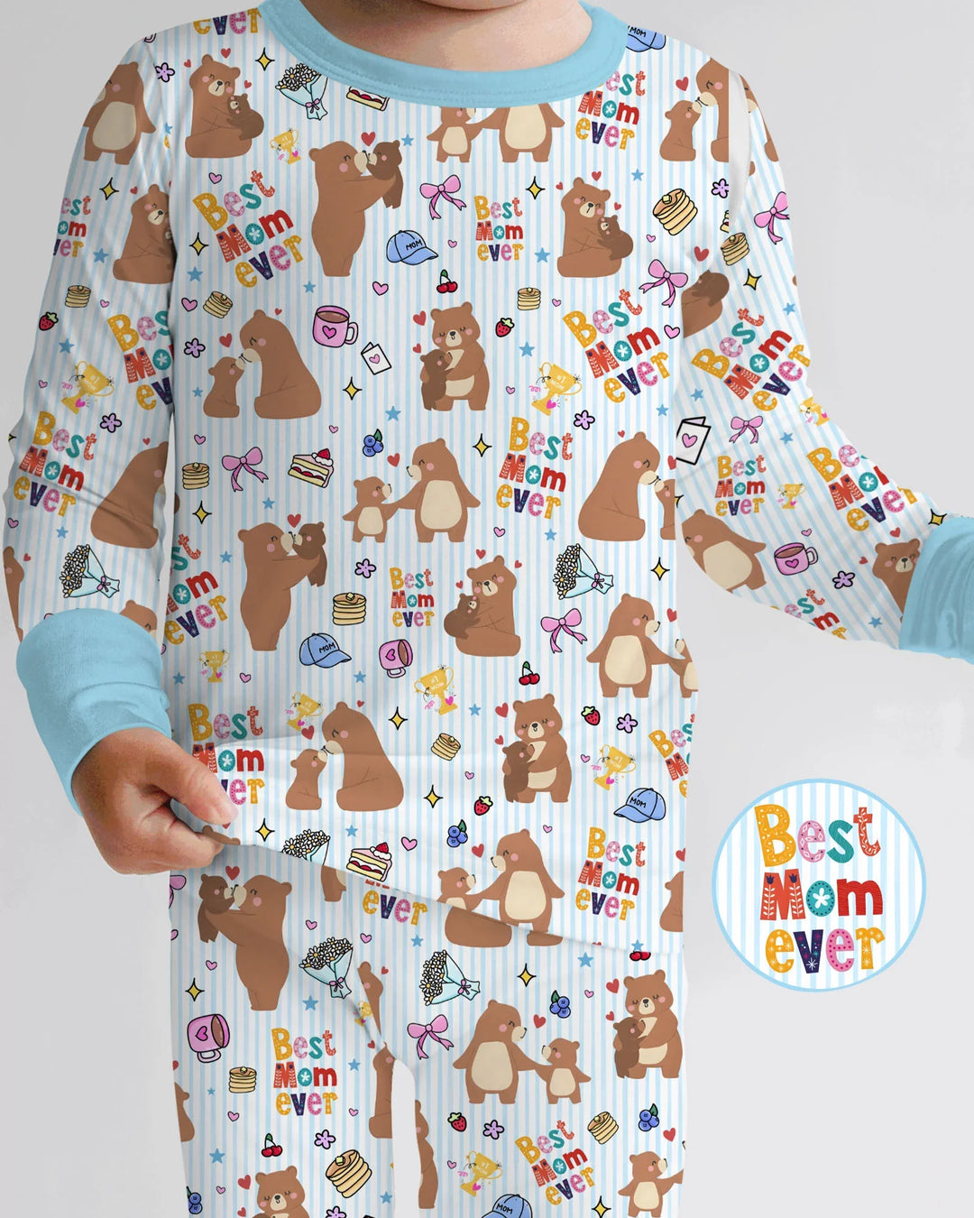 Best Mama Bear Ever Family Matching Bamboo Two Piece Long Sleeve Pajama Set