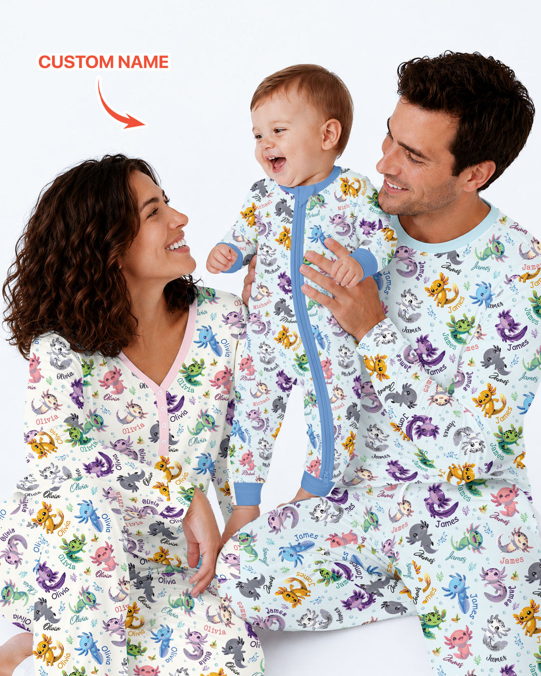 I Love You Axolotl Custom Name Bamboo Men's Pajama Set
