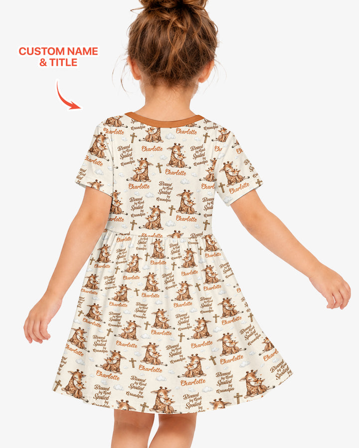 Custom Name Blessed By God Spoiled By Grandma Bamboo Twirl Dress