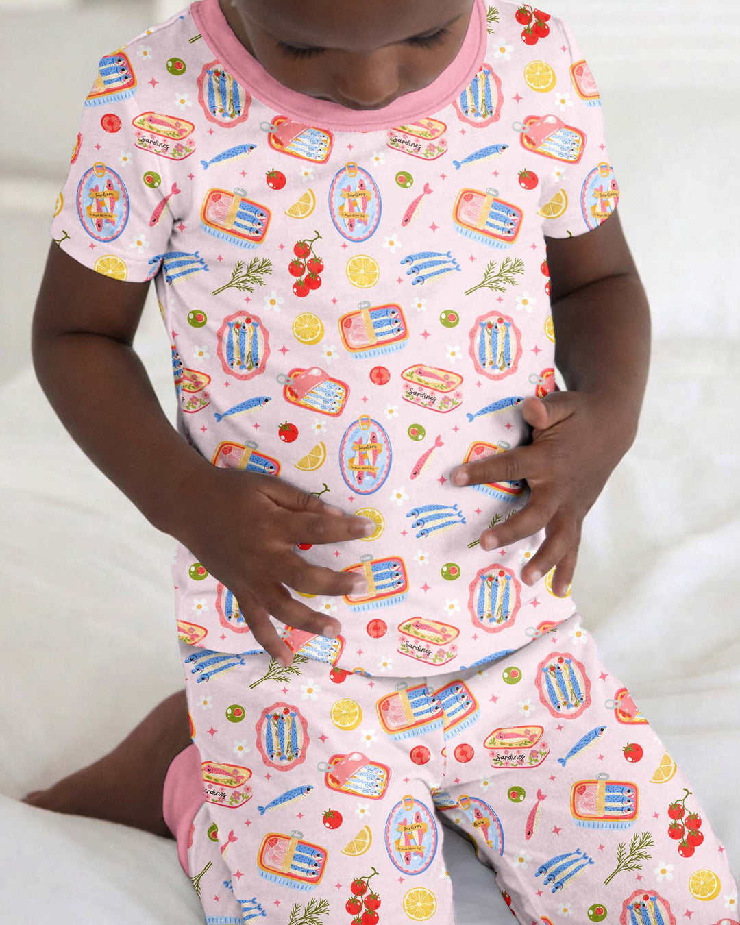 Preppy Sardines Bamboo Two Piece Short Sleeve Pajama Set
