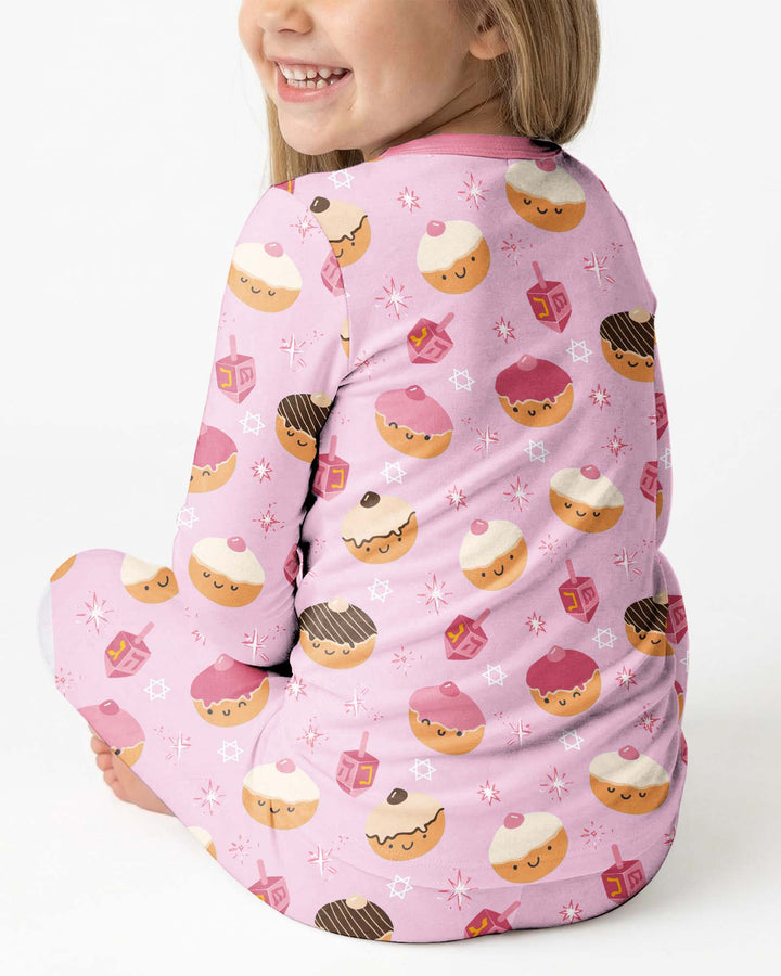 Hanukkah Donut Family Matching Bamboo Two Piece Long Sleeve Pajama Set