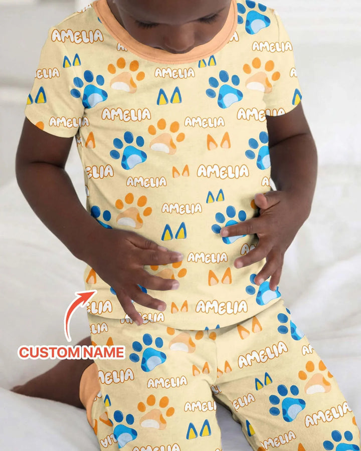 Conjunto de pijama de dos piezas de bambú de manga corta, plantilla personalizada