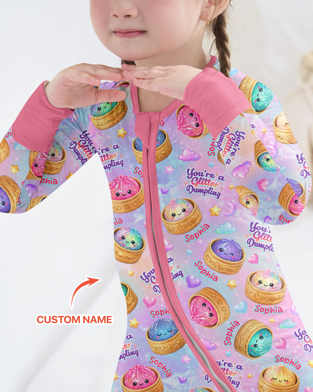 Custom Name You're A Glitter Dumpling Bamboo Convertible Zippy