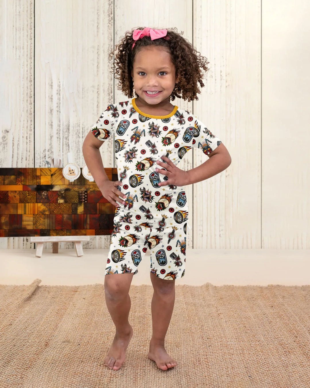 Born to Ride Together Family Matching Bamboo Two Piece Short Sleeve Shorts Pajama Set