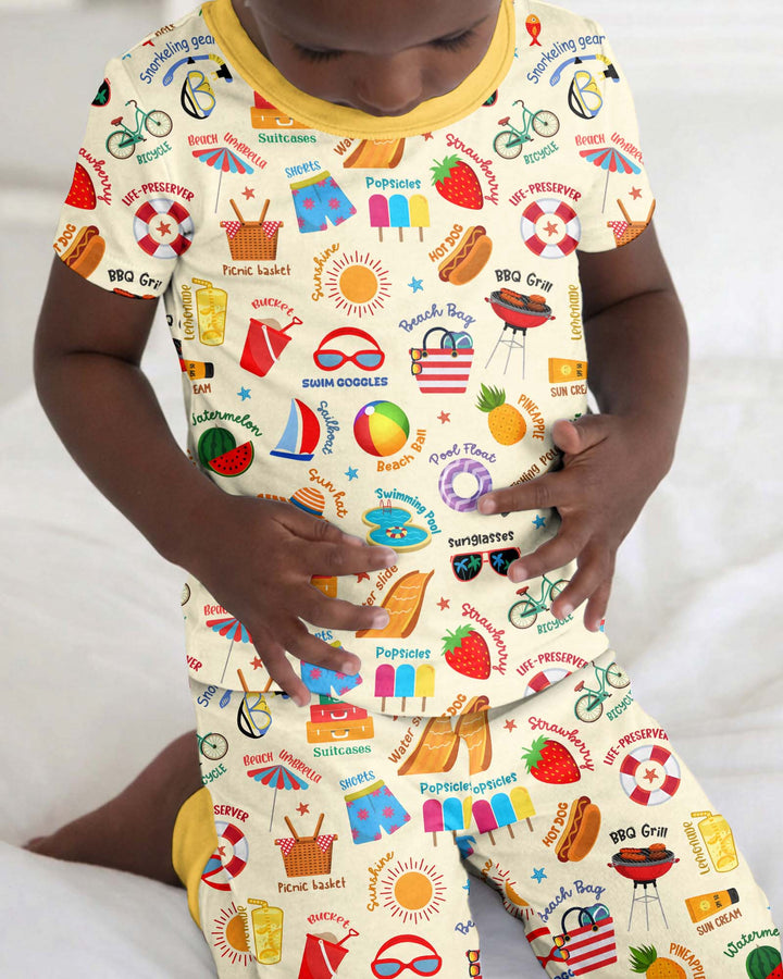 Zweiteiliges, kurzärmliges Pyjama-Set mit Marienkäfern