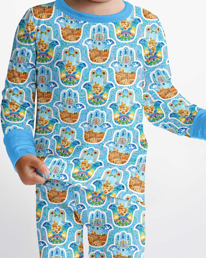 Conjunto de pijama de dos piezas de bambú con mangas largas, plantilla PERSONALIZADA