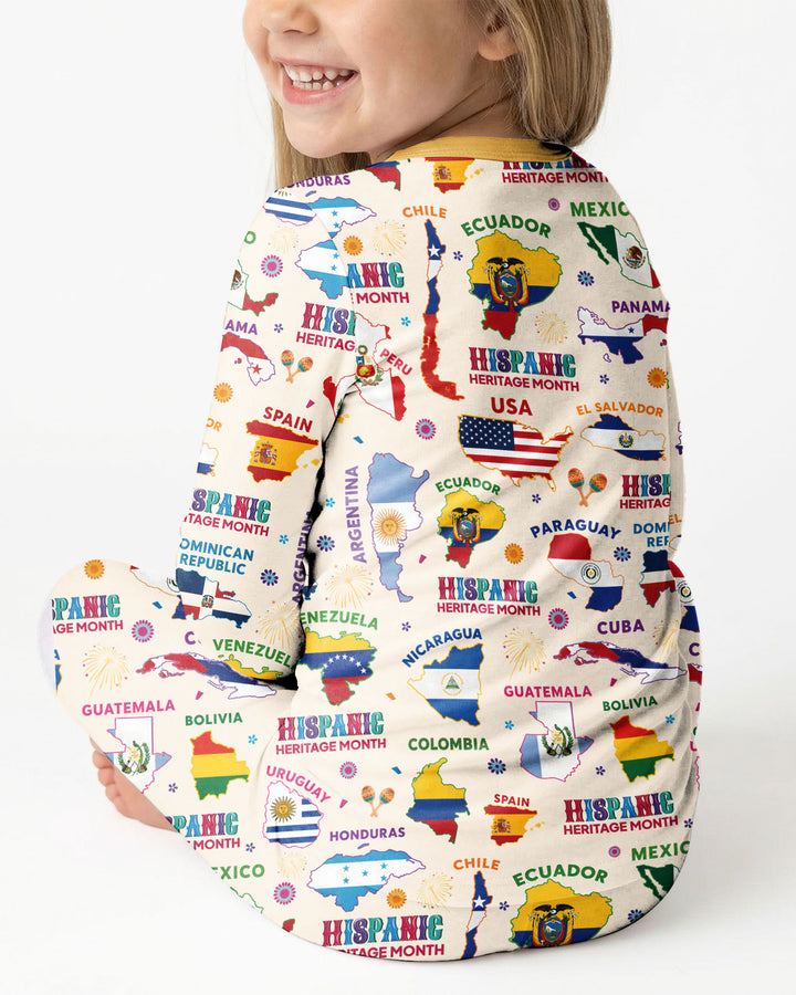 Hispanic Heritage Month Country Flags Bamboo Two Piece Long Sleeve Pajama Set