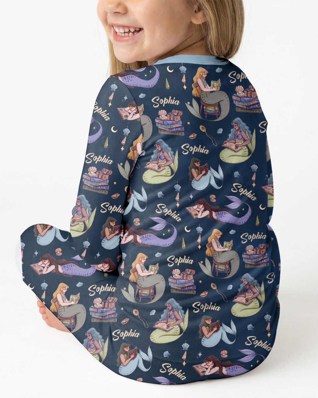 Mermaid Reads Bamboo Two Piece Long Sleeve Pajama Set