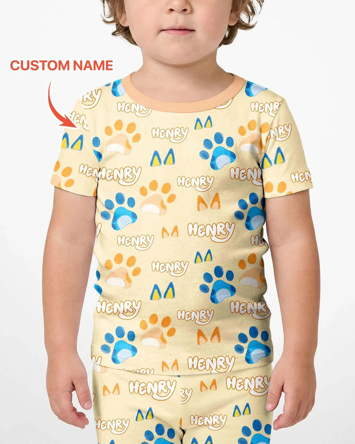 Pijama de bambú de dos piezas de manga corta con pantalón corto, plantilla personalizada