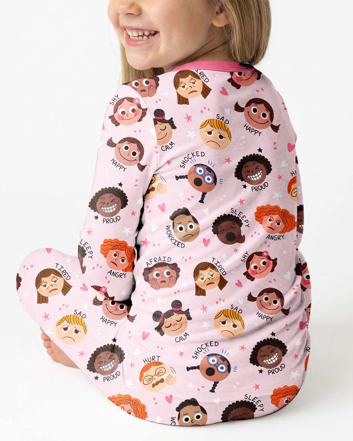 Feelings Vocabulary Bamboo Two Piece Long Sleeve Pajama Set
