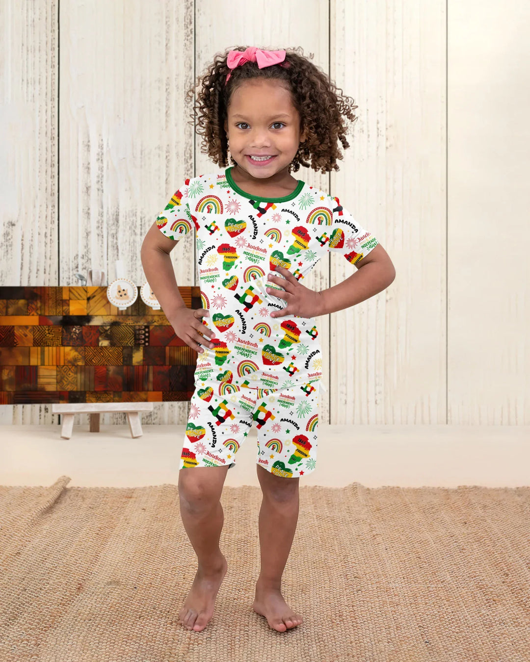 Custom Name Juneteenth Is My Independence Day Bamboo Two Piece Short Sleeve Shorts Pajama Set