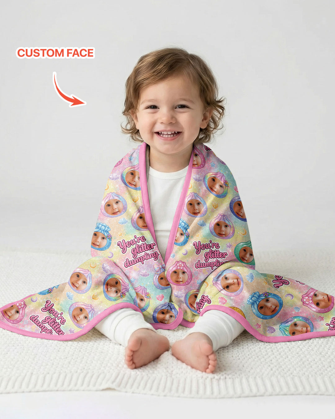 Custom Photo You're Glitter Dumpling Bamboo Blanket