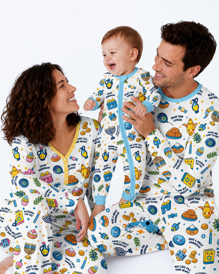 Kawaii Menorah Holiday Bamboo Men's Pajama Set