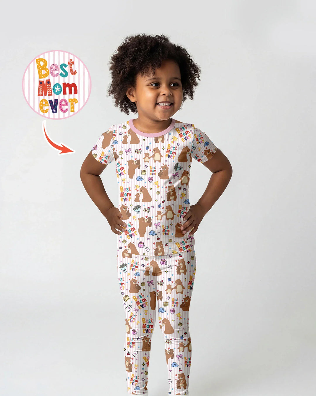 Best Mama Bear Ever Family Matching Bamboo Two Piece Short Sleeve Pajama Set