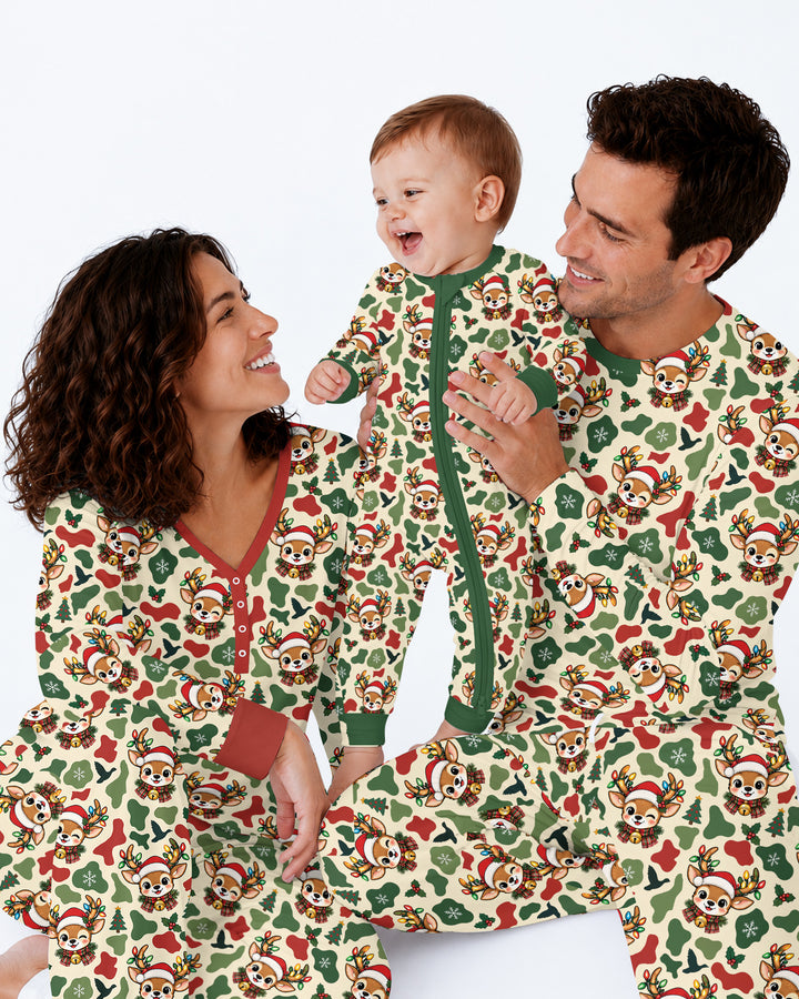 Christmas Deer Hunting Camo Bamboo Men's Pajama Set