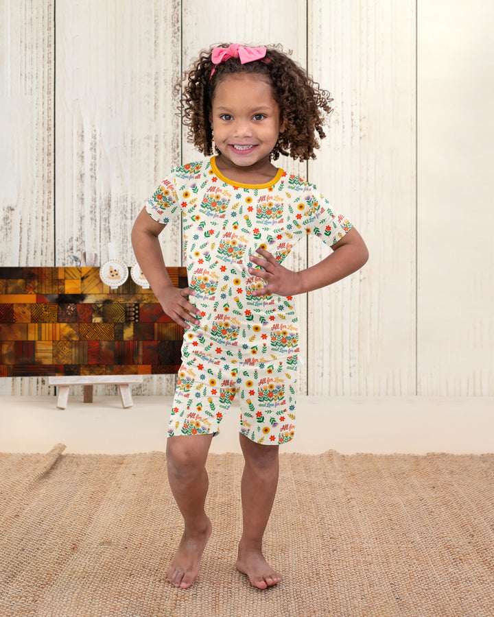 Love For All Family Matching Bamboo Two Piece Short Sleeve Shorts Pajama Set