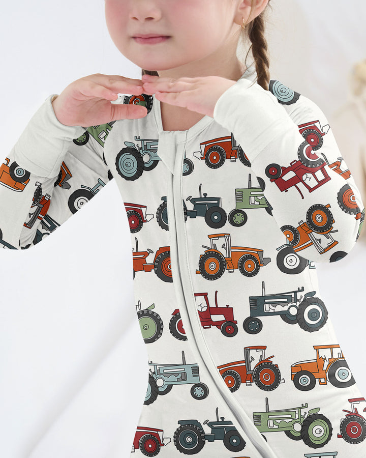 Tiny Tractors Bamboo Convertible Zippered Romper