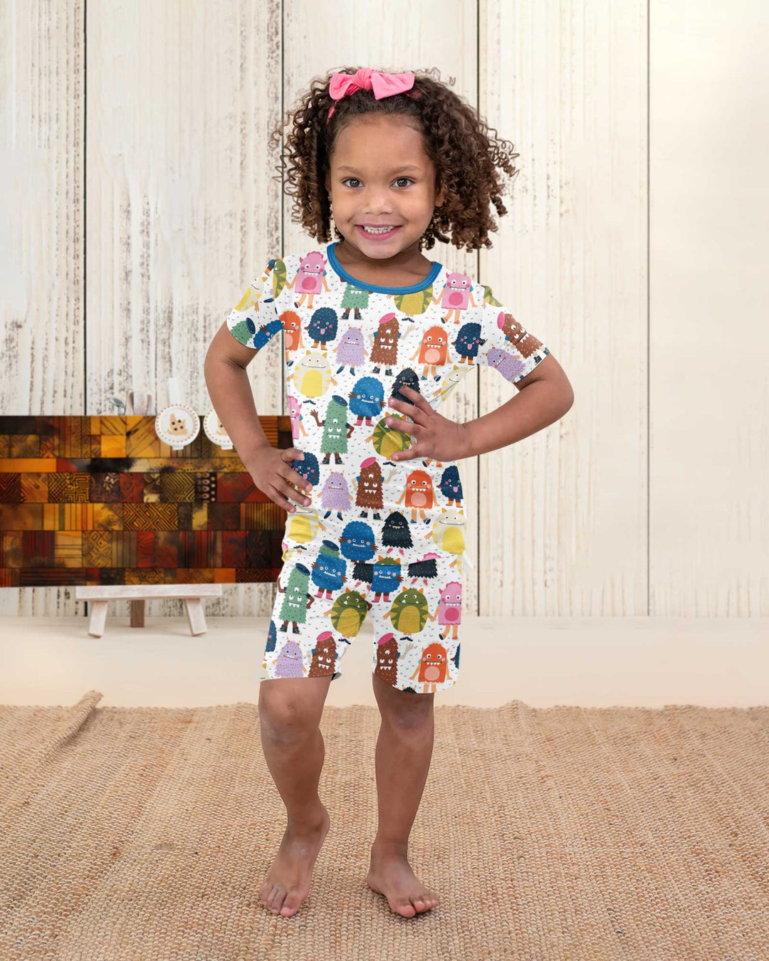 (Not So) Scary Monsters Bamboo Two Piece Short Sleeve Shorts Pajama Set