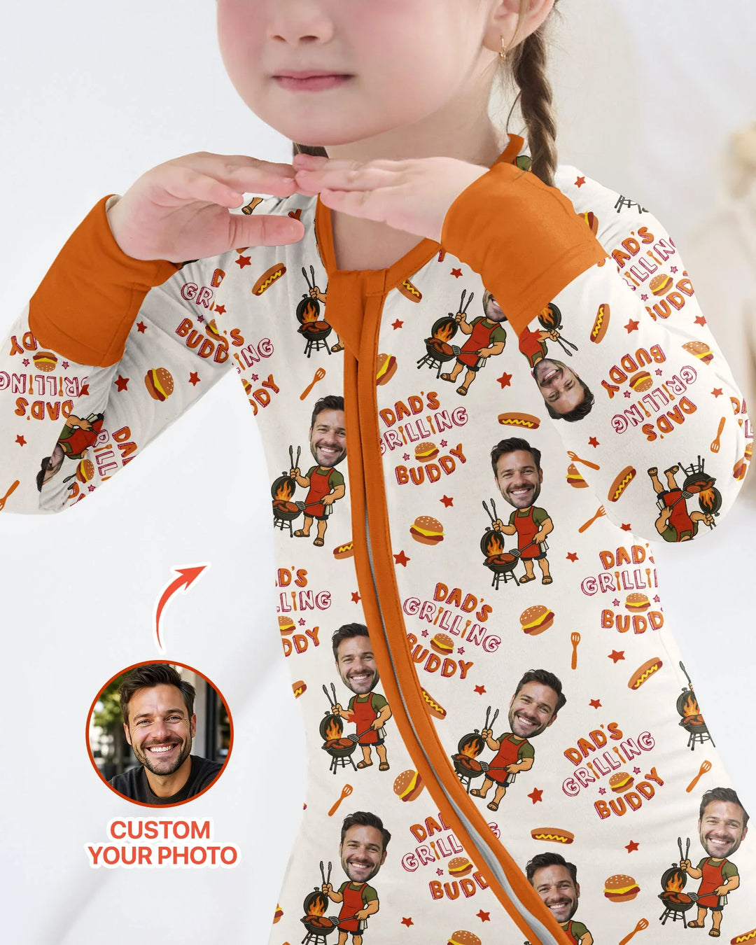 Custom Photo Dad's Grilling Buddy Family Matching Bamboo Convertible Zippy