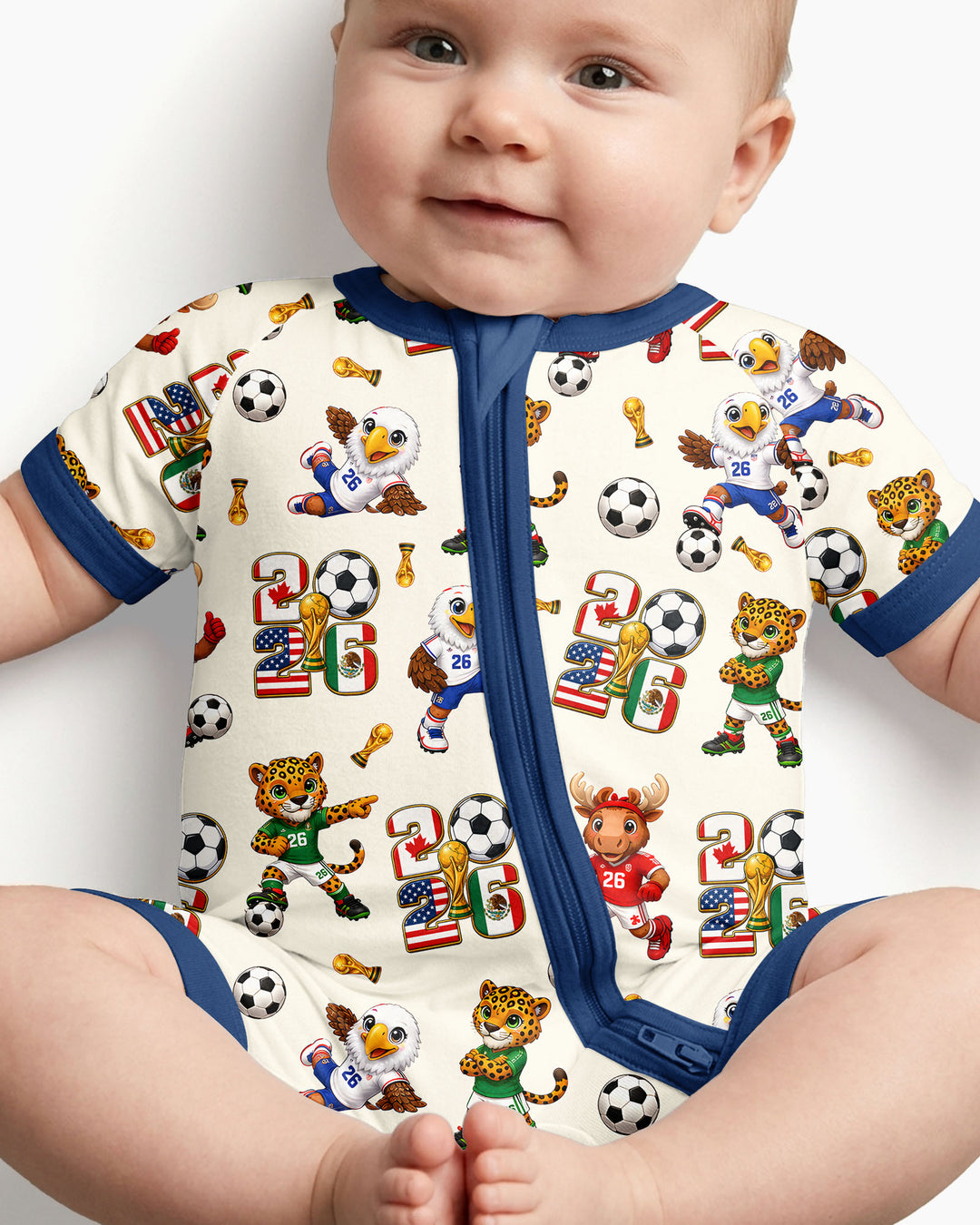Cute Soccer Mascots USA CAN MEX Bamboo Shorty Zippy