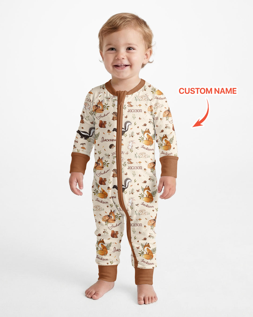 Custom Name Woodland Friends Bamboo Convertible Zippy