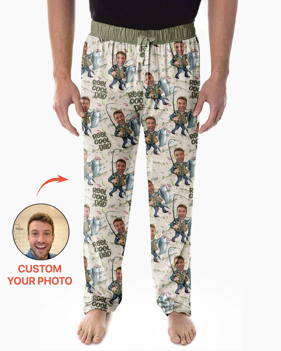 Custom Photo Dad Fishing's Buddy Daddy & Me Matching  Bamboo Men's Pajama Set