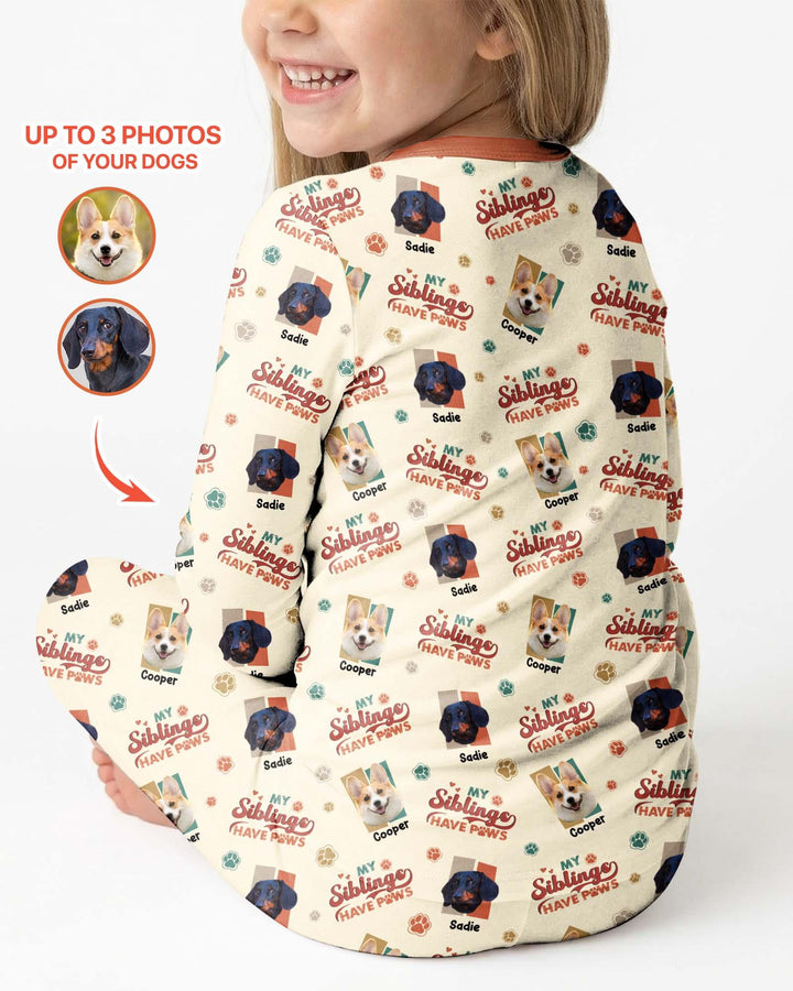 Custom Dog Photos "My Siblings Have Paws" Bamboo Two Piece Long Sleeve Pajama Set
