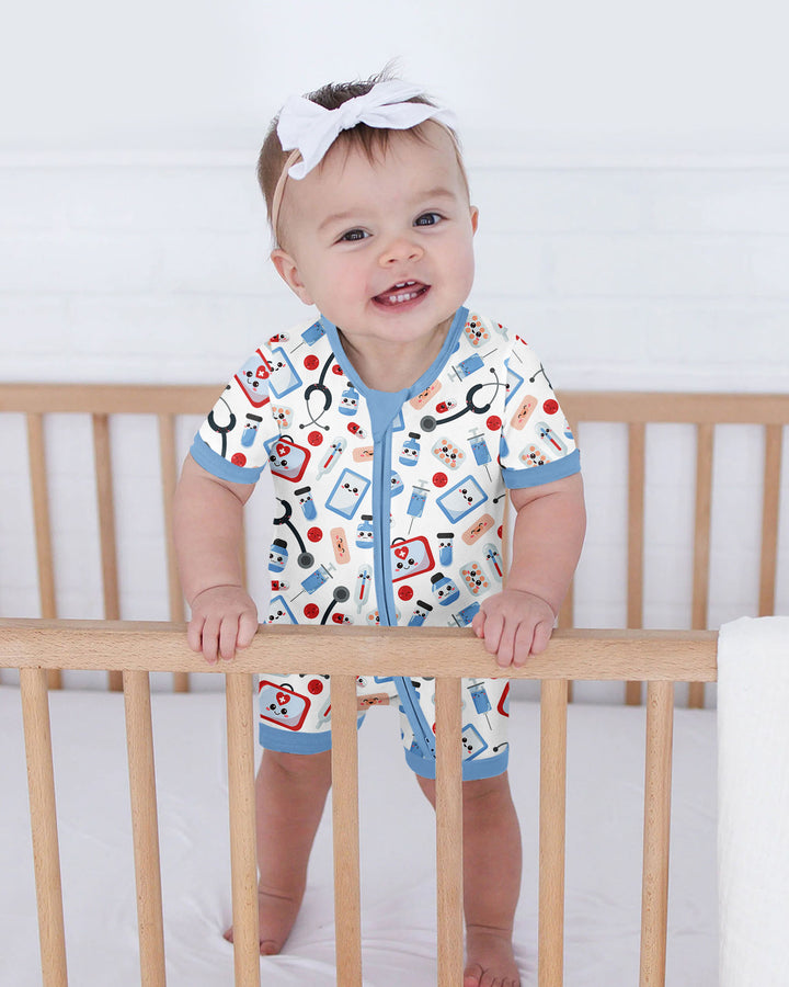 Medical Buddies Bamboo Shorty Zippered Romper