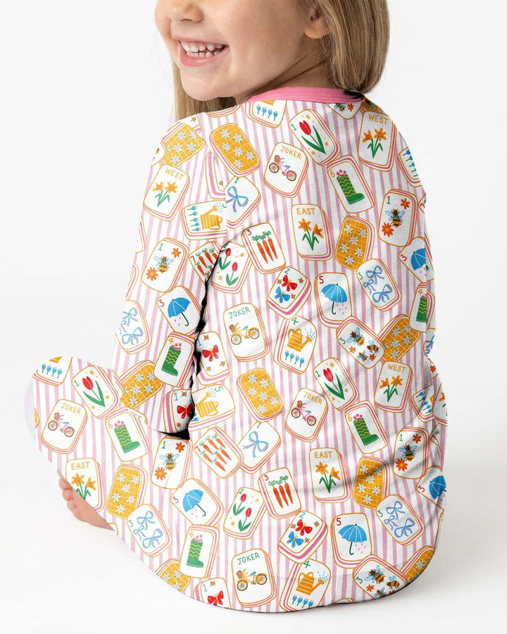 Mahjong Club Mommy & Me Matching Bamboo Two Piece Long Sleeve Pajama Set
