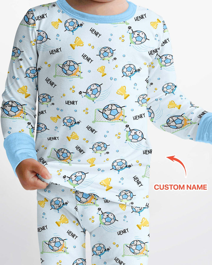 Custom Name Soccer Dad Team Matching Two Piece Long Sleeve Pajama Set