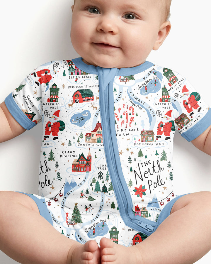 The North Pole Map Bamboo Shorty Zippy