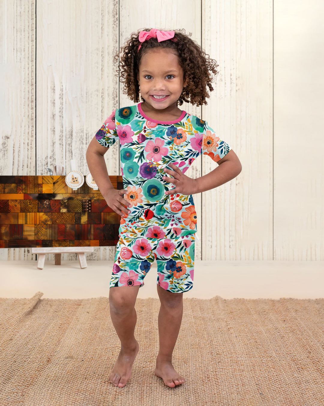 Secret Garden Bamboo Two Piece Short Sleeve Shorts Pajama Set