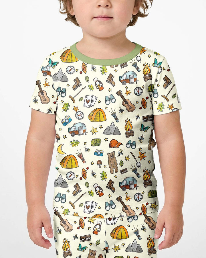 Love Camping Matching Family Bamboo Two Piece Short Sleeve Shorts Pajama Set