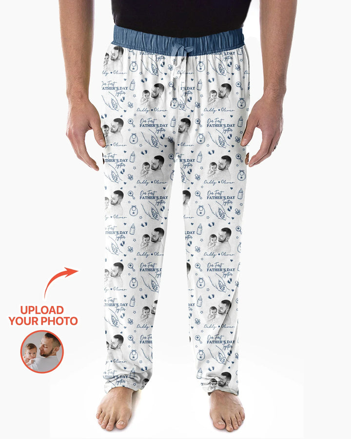 Custom Photo Our First Father's Day Together Bamboo Men's Pajama Set