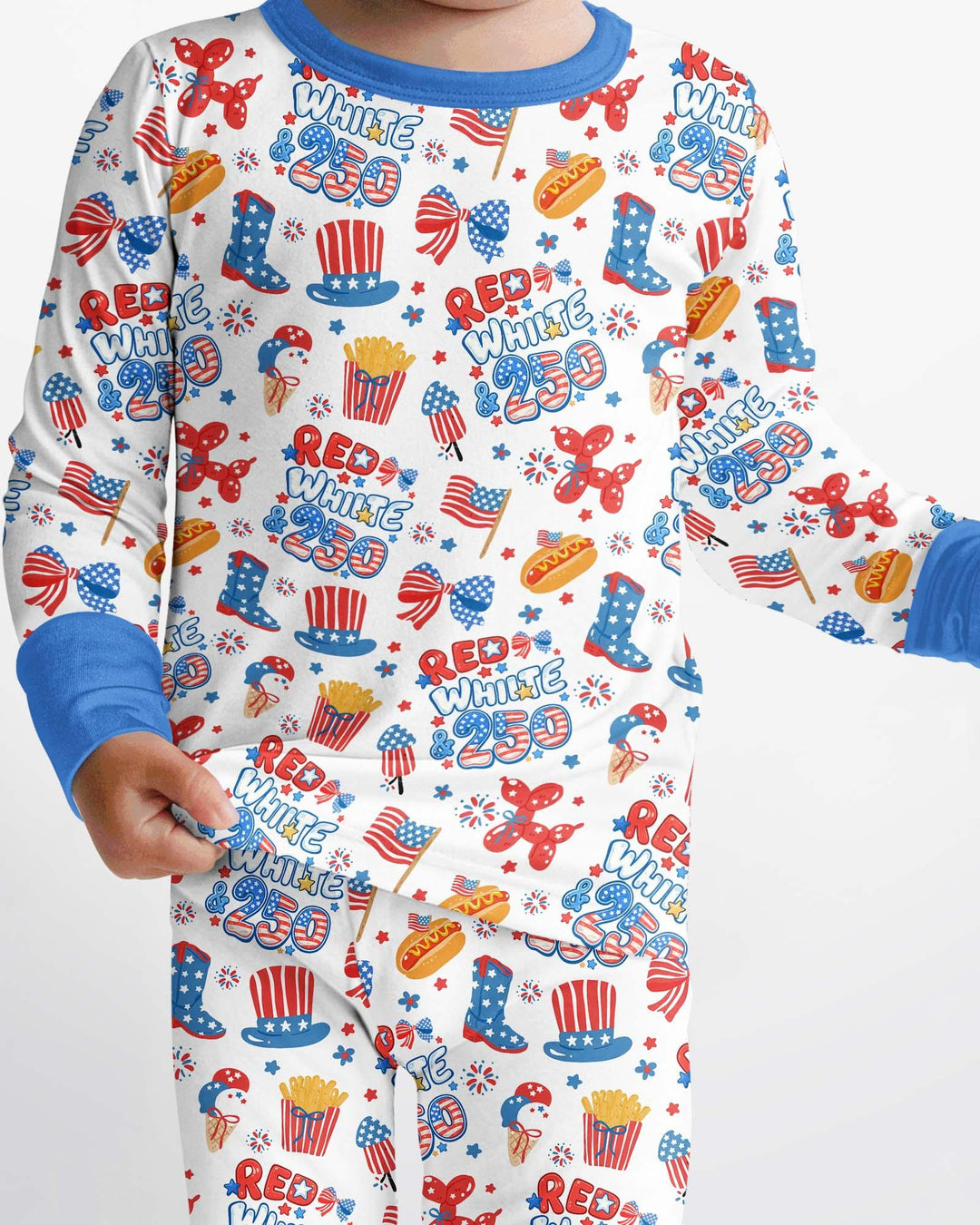 Red White & 250 Bamboo Two Piece Long Sleeve Pajama Set