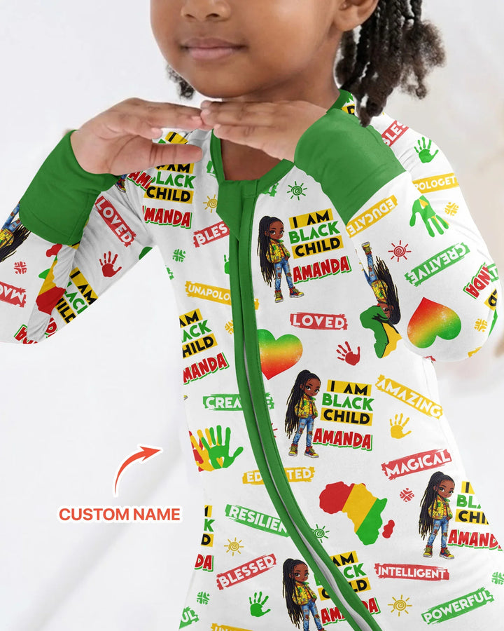 Custom Name I Am Black Child Magical Bamboo Convertible Zippy