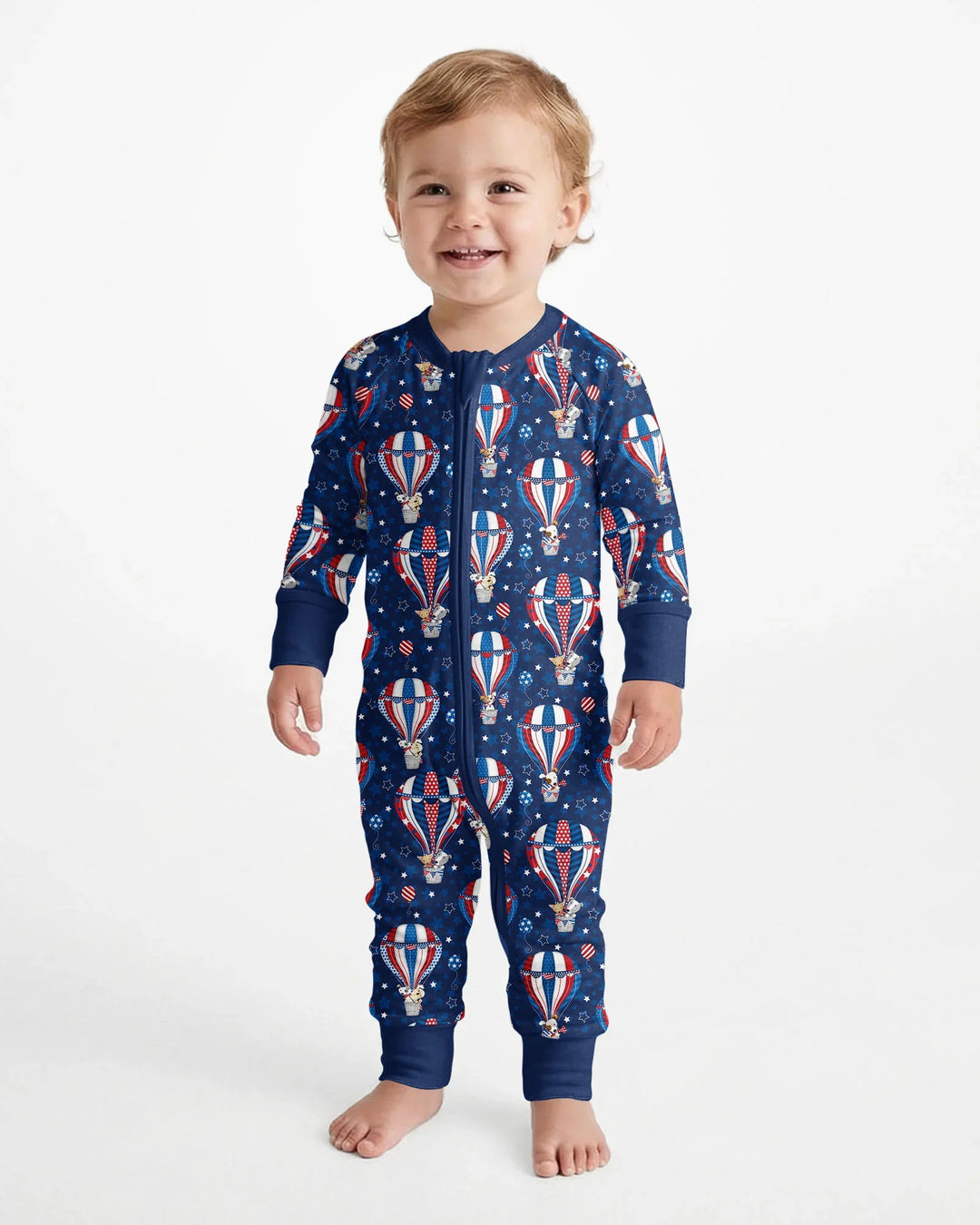 Patriotic Pups in Hot Air Balloons Family Matching Bamboo Convertible Zippy