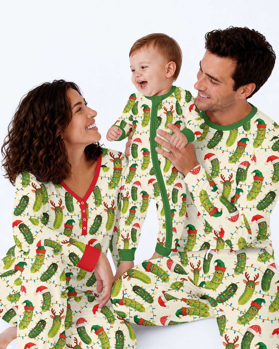 Cheerful Christmas Pickle Bamboo Men's Pajama Set