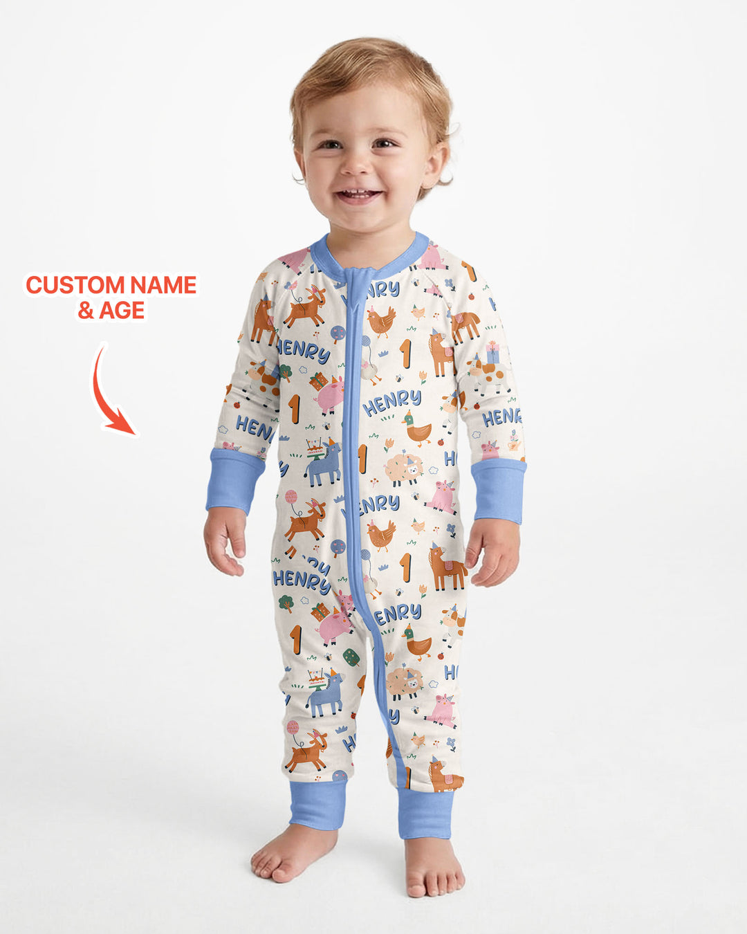 Personalized Farm Animals Birthday Bamboo Convertible Zippy