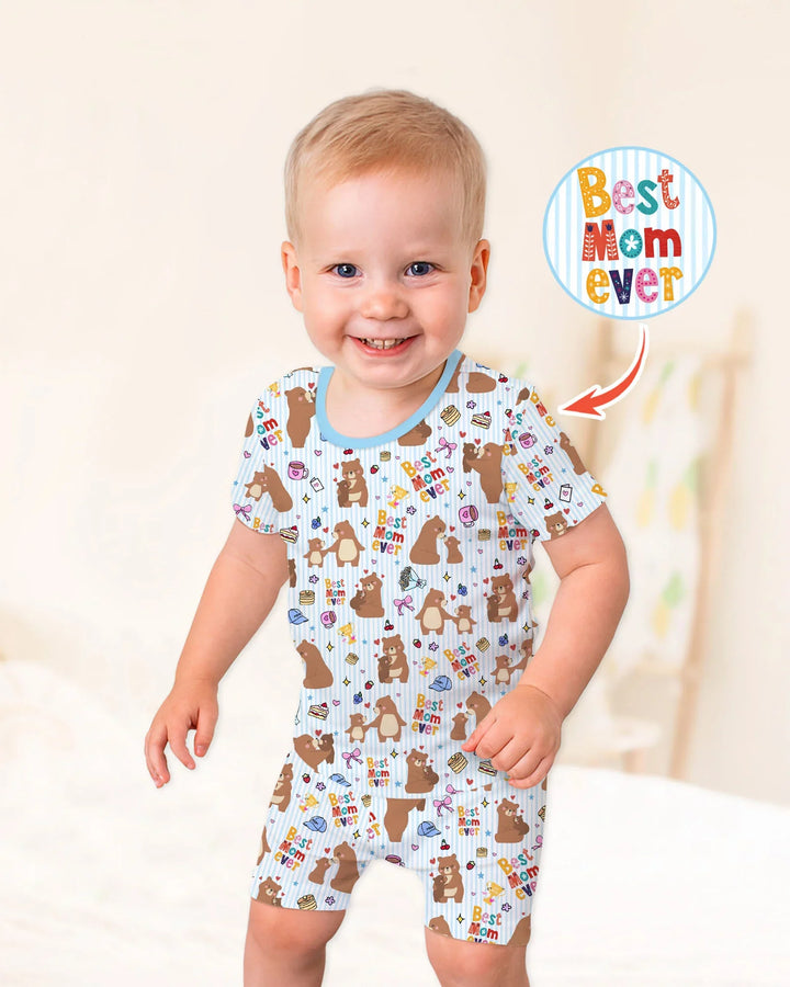 Mejor mamá oso de la historia, conjunto de pijama de dos piezas de bambú a juego con la familia, de manga corta y pantalón corto